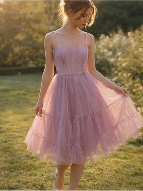 cayenne bridesmaid dresses BHLDN Cayenne Bridesmaid Dress Blush Pink Color Side Slit High Neck Size Medium